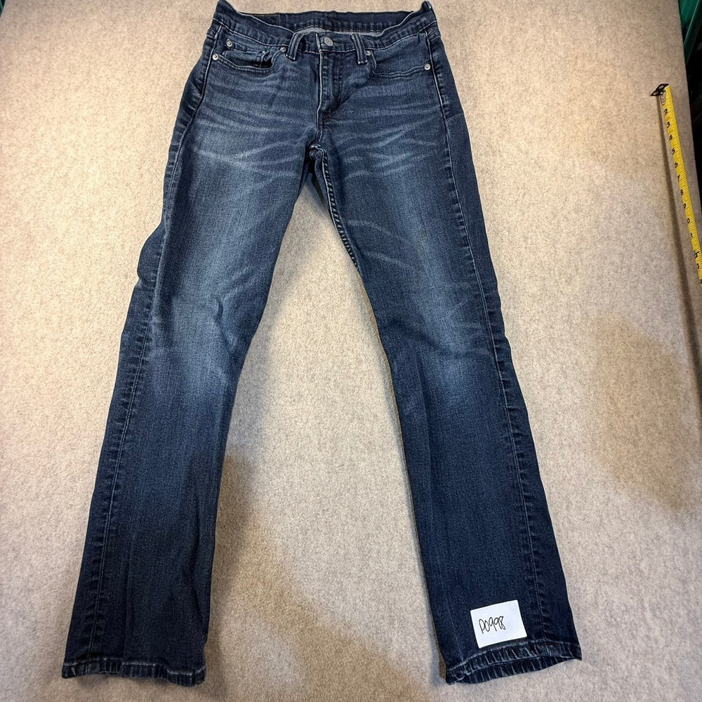 Levis 514 Straight Leg Jeans Dark Wash Whiskered Denim 29x32 Mens Blue
